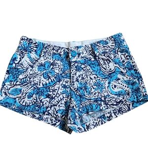 Lilly Pulitzer Walsh Shorts Ariel Blue Hippy Hippy Shake Womens 2